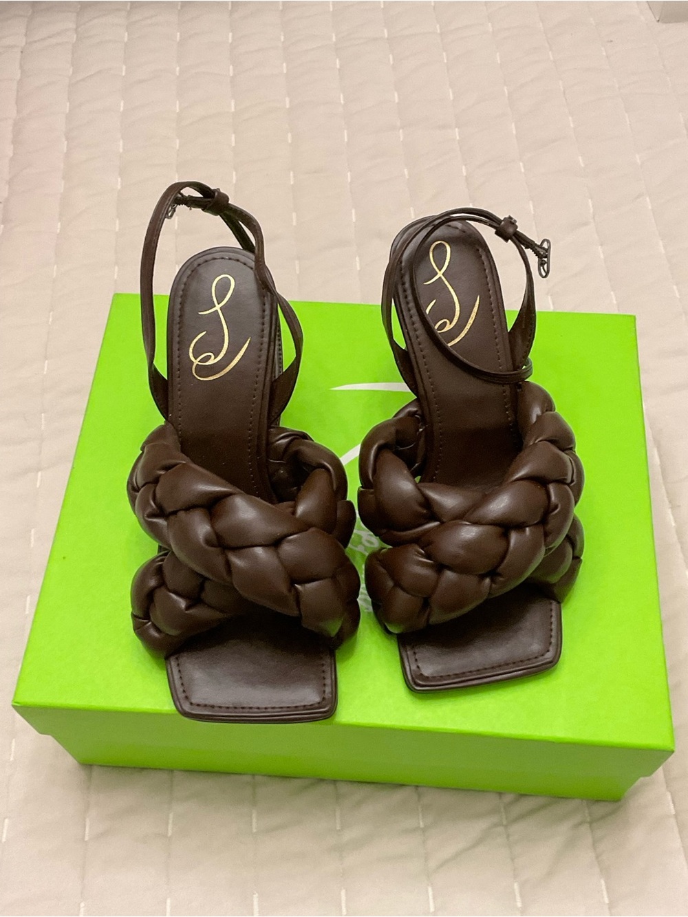 Sam Edelman Dark Brown Braided Strap Heeled Sandals